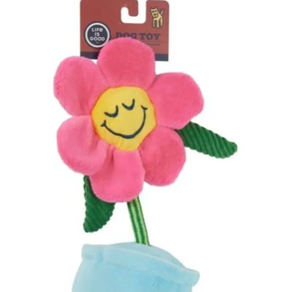 NWT LIFE IS GOOD Plush Flower with Rope Pet Toy 15in High